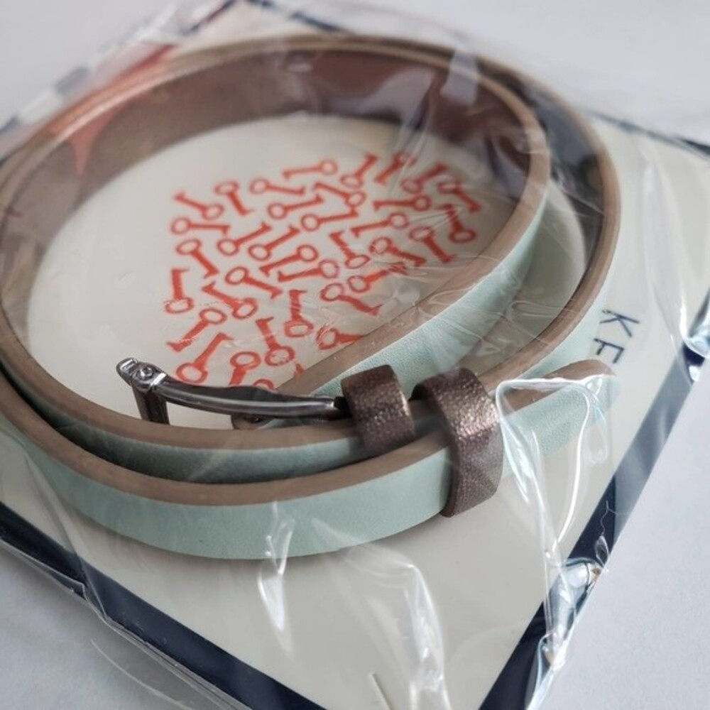 Keep Collective Double Leather Band Charm Bracelet- Mint/Steel Grey - New In Box